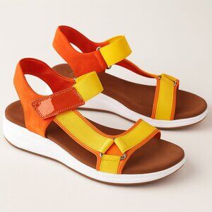 Anne Klein iFlex-Orange Yellow Comfort Sandal-7M Womens Flexible Sole-AC074